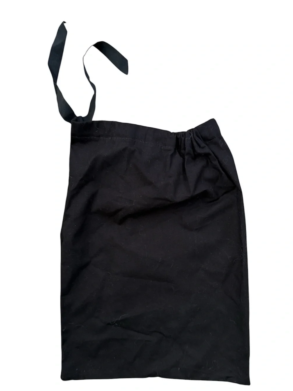 CHANEL Black Drawstring Dust Pouch White Logo Side Tie Small